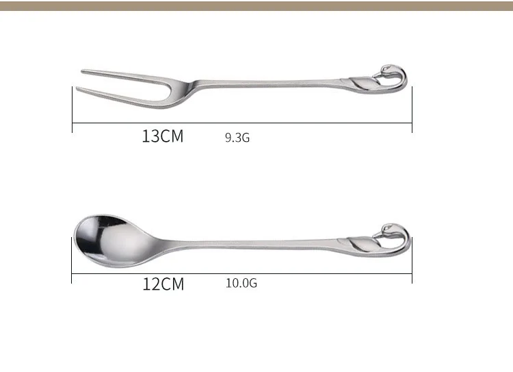 7Stainless Steel Fruit Fork & Spoon Swan Seat Coffee tea spoon Cutlery Set with 3pcs fork 3pcs spoon  Cutlery Decor