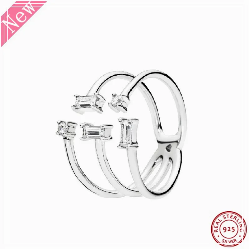 

Shards of Sparkling Open Rings for Women Popular 925 Sterling Silver Jewelry Feature with Drops of Ice-like Brilliance FLR186