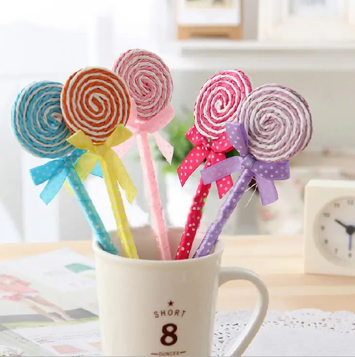 South Korea sweet candy color round flat lollipop creative ballpoint