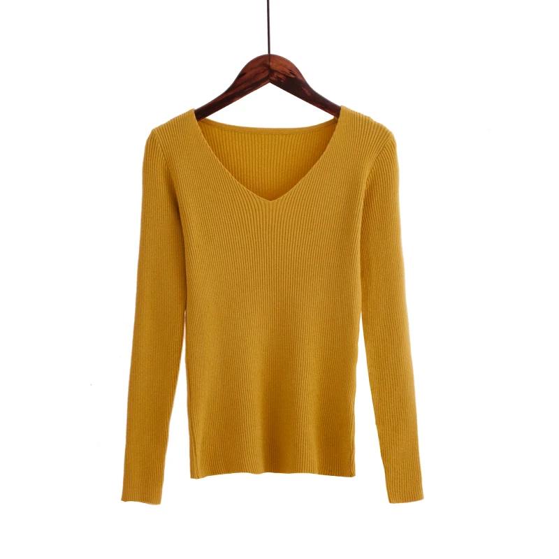 Autumn V Neck Sweater Knitted Fashion Womens Sweaters 2018 Winter Tops For Women Pullover Jumper Pull Femme Hiver Truien Dames