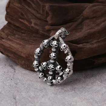 

Wholesale S925 Silver Jewelry Popular Punk Skull Pendant