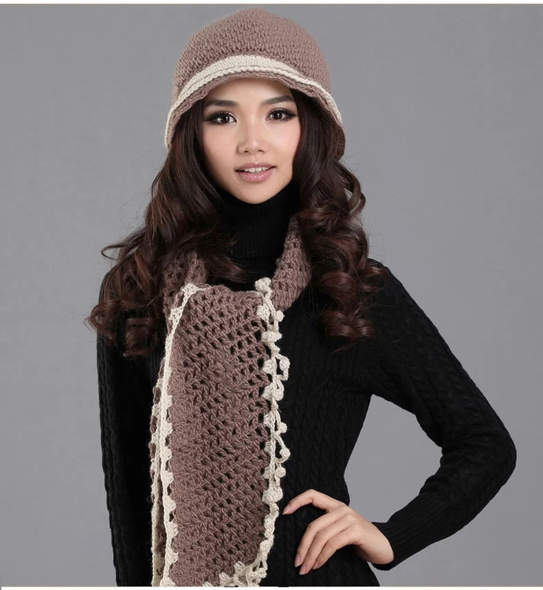 Чарльз Perra Для женщин наборы шарф шапка зимняя утепленная шерстяной вязаный Шапки Повседневное Модные ручной работы тканые шерстяные