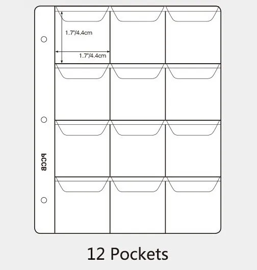 PCCB 9 лунок Альбом для монет страниц листы с отрывными листами 28*21,5 см PET/PVC 12/20/30/35/42 карманный альбом рукава страниц - Цвет: 12 coin 3 holes
