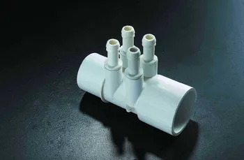 

PVC air Manifold 1"S x 1" Spig with 4 (10mm) 3/8" Barbs Spa Hot tub