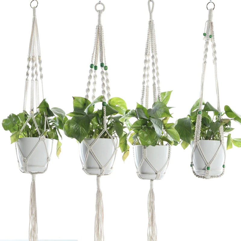 Colgador de macramé para plantas, maceta colgante arte bohemio para pared, decoración el hogar, soporte decorativo para macetas, 41 pulgadas|Cestas colgantes| - AliExpress