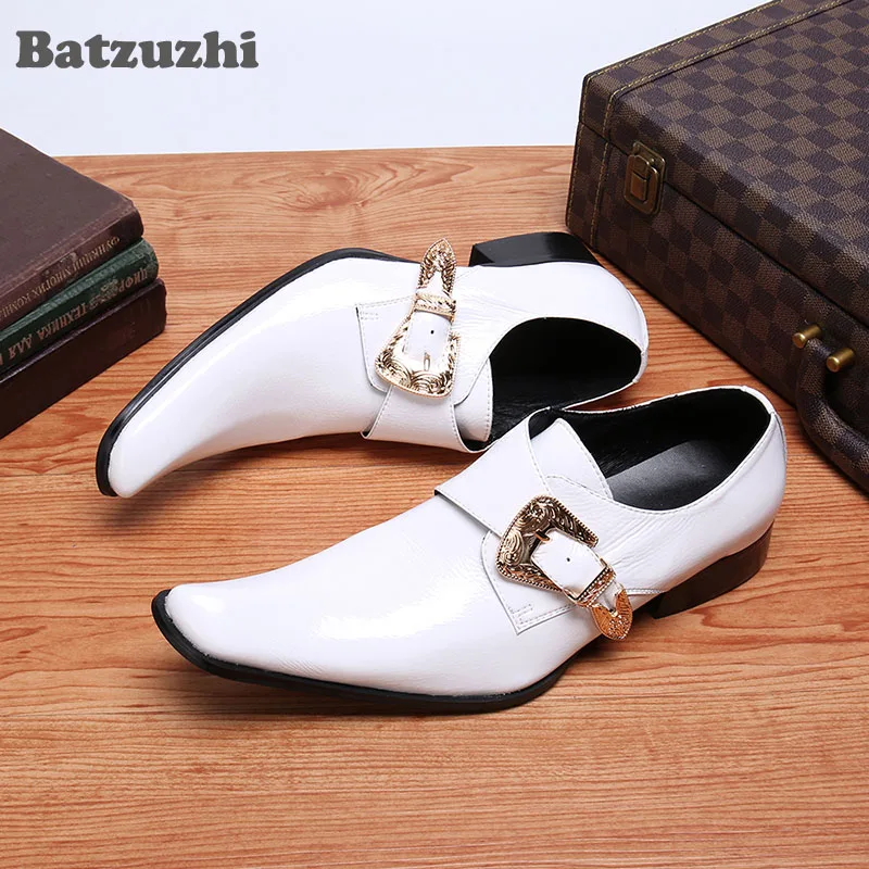 

Batzuzhi Genuine Leather Dress Shoes for Men Fashion Men Leather Shoes White Leather Wedding Shoes Male Zapatos Hombre,Big US12