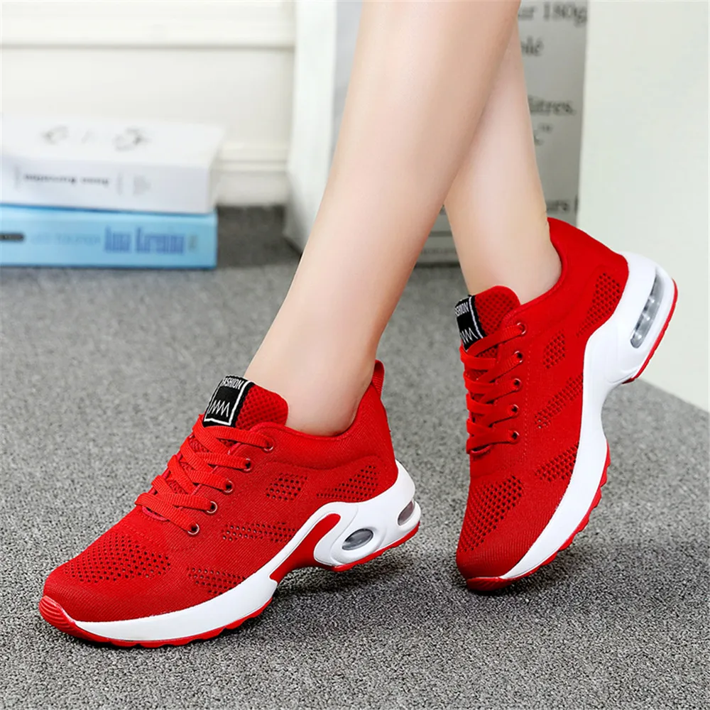 Для женщин с воздушной подушкой; спортивная обувь для бега; обувь для тенниса; легкая дышащая Спортивная обувь удобная обувь в сеточку; вразлёт, плетение обувь