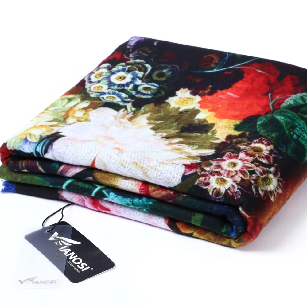 Женский шарф Бандана VIANOSI зимний плотный теплый с принтом шерстяной VA070|women wraps|brand