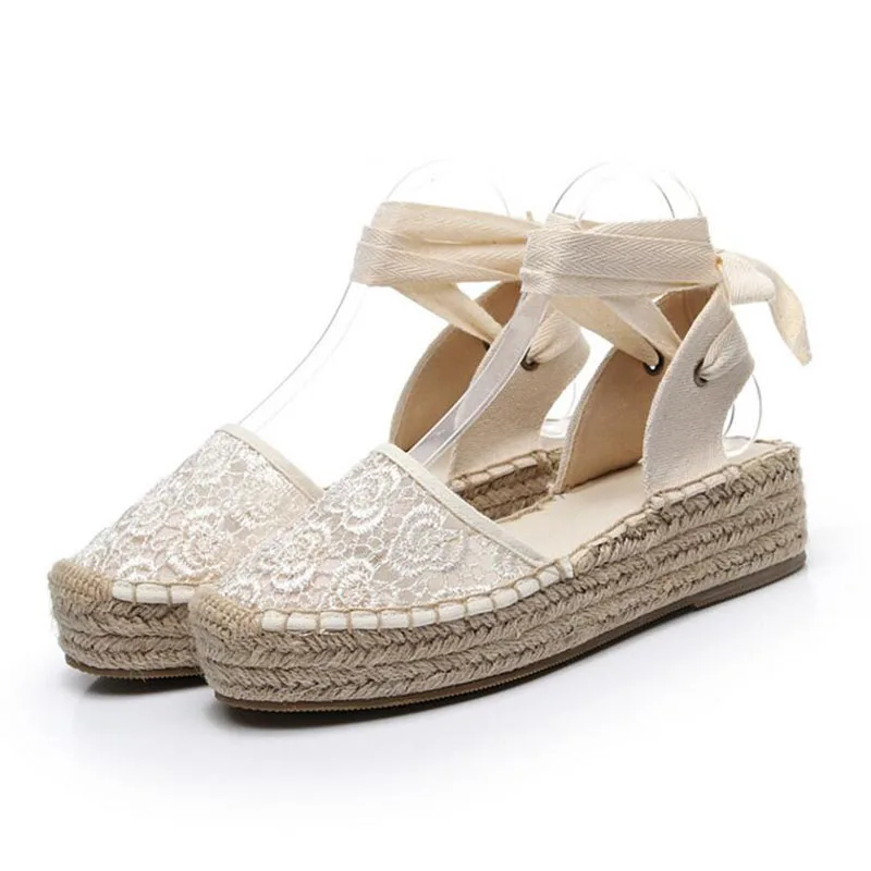 

Canvas Espadrille Women Sandals Ankle Strap Hemp Bottom Fisherman Shoes For 2019 Spring/Summer Women Loafers Roman Style Sandals