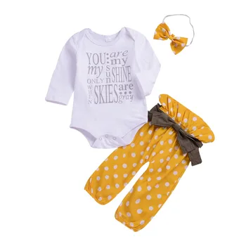 

Toddler Infant Newborn Girls Clothes Set Romper Long Sleeve Pants Jumpsuit Headband 3pcs Bodysuit Clothing Baby Girl Outfits
