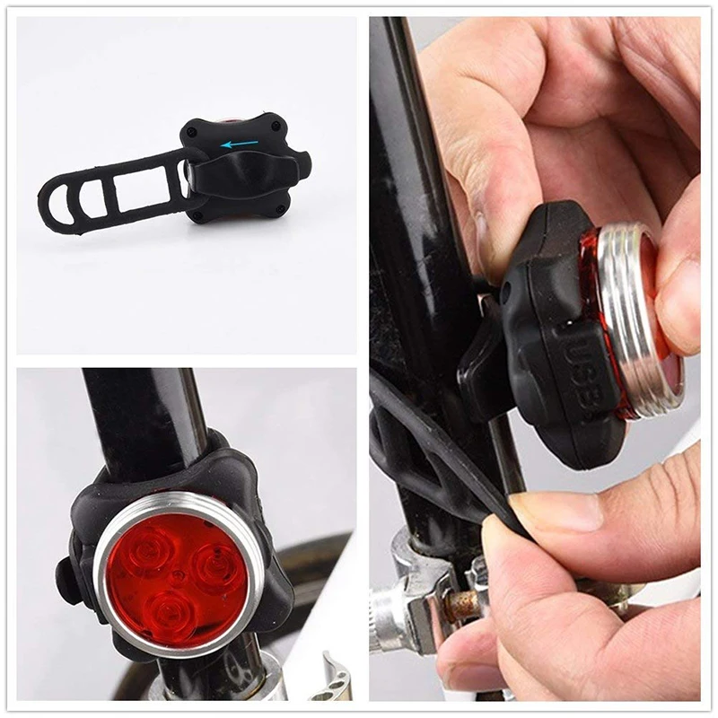 Cheap Bicycle Light USB Rechargeable Tail Light Waterproof LED Bike Light 4 Modes USB Mountain Bike Accessories for Bicycle Cycling 3