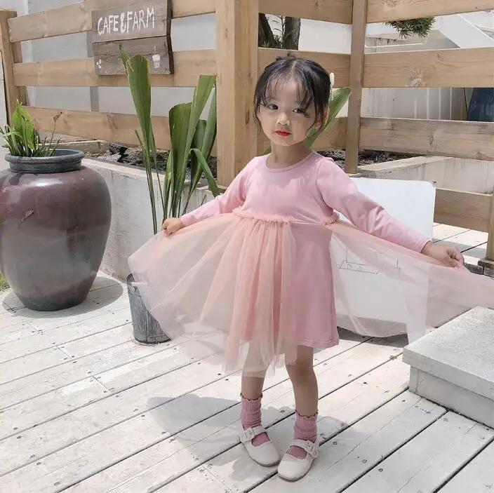 Платье в стиле пэчворк для девочек осенние модные хлопковые сетчатые платья для девочек от 2 до 7 лет, HU614