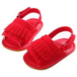 Дети новый дизайн моды Горячая Распродажа двойной кисточкой из искусственной кожи летние туфли сандалии для девочек кроссовки детские