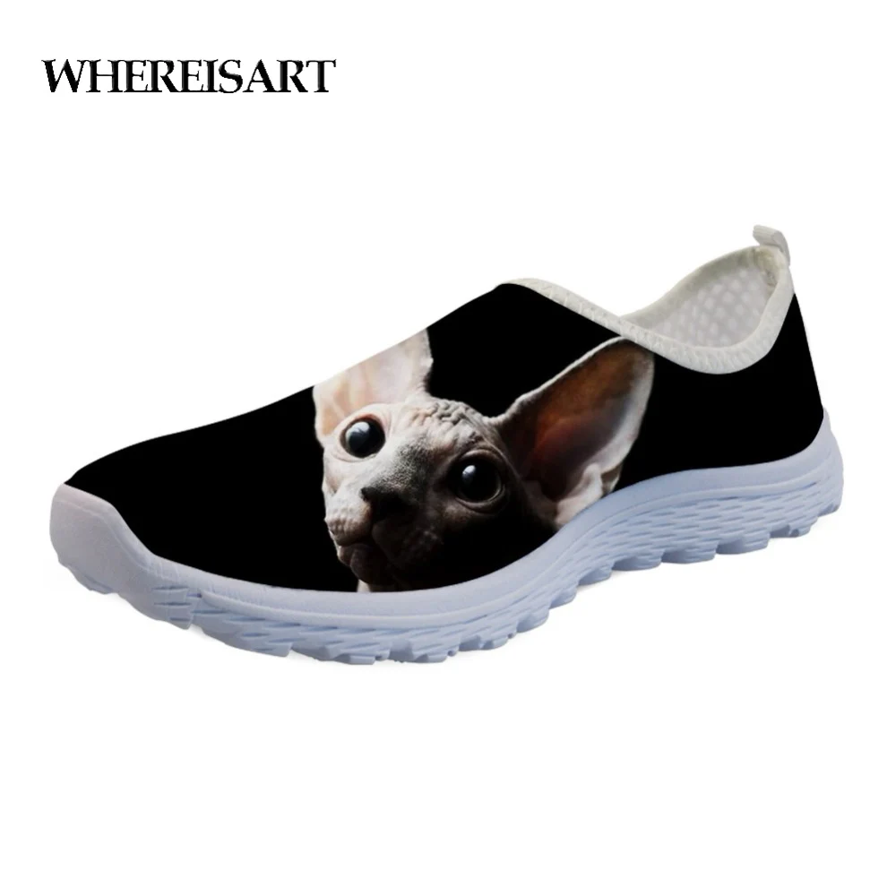 

WHEREISART Sneakers Women Cool Canadian Hairless Cat Pattern Casual Brand Women's Summer Flats Super Light Ladies Loafers Shoes