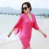 Hot Pink Стиль Мода Горячие Твердые свободные женские купальники Свободная Сексуальная Кнопка шифон Бикини накидка для пляжа Твердые Кружева - Цвет: Hot Pink