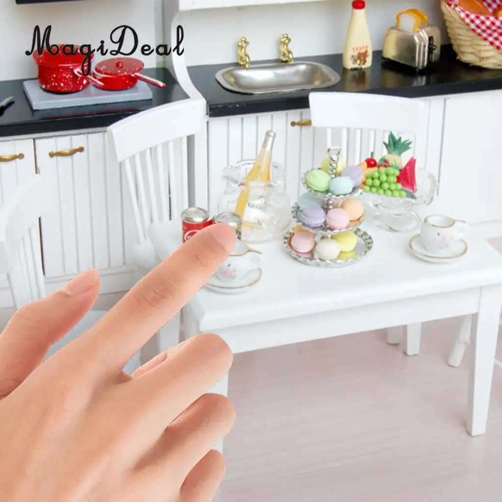 MagiDeal 5Pcs Dining Table Chair Model Set for 1:12 Dollhouse Miniature Furniture Decor Children Pretend Play Toys 2Colors