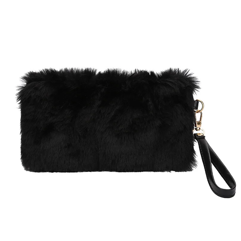 

2019 New Women Wallet Purse Solid Color Zipper Plush for Mobile Phone Money Cards LBY2019
