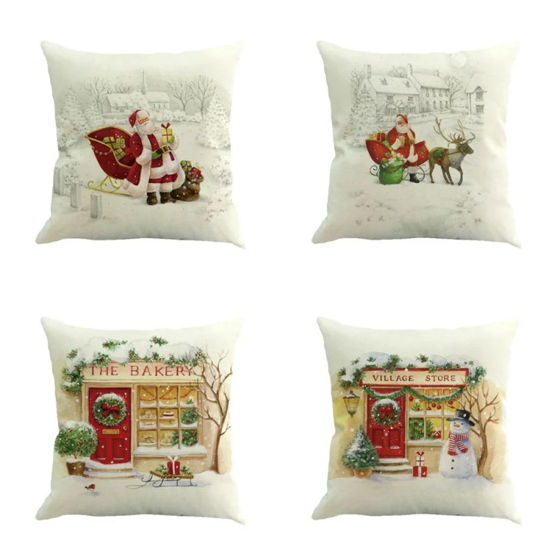 

2019 Christmas Series Thick Flax Decorative Pillowcase For Throw Pillow Case Pillowcases Home Hotel Party Supplies Home Textile