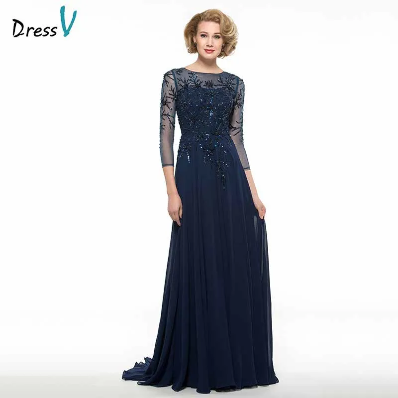 Элегантное платье Dressv с круглым вырезом и рукавами 3/4 женское длинное вечернее на