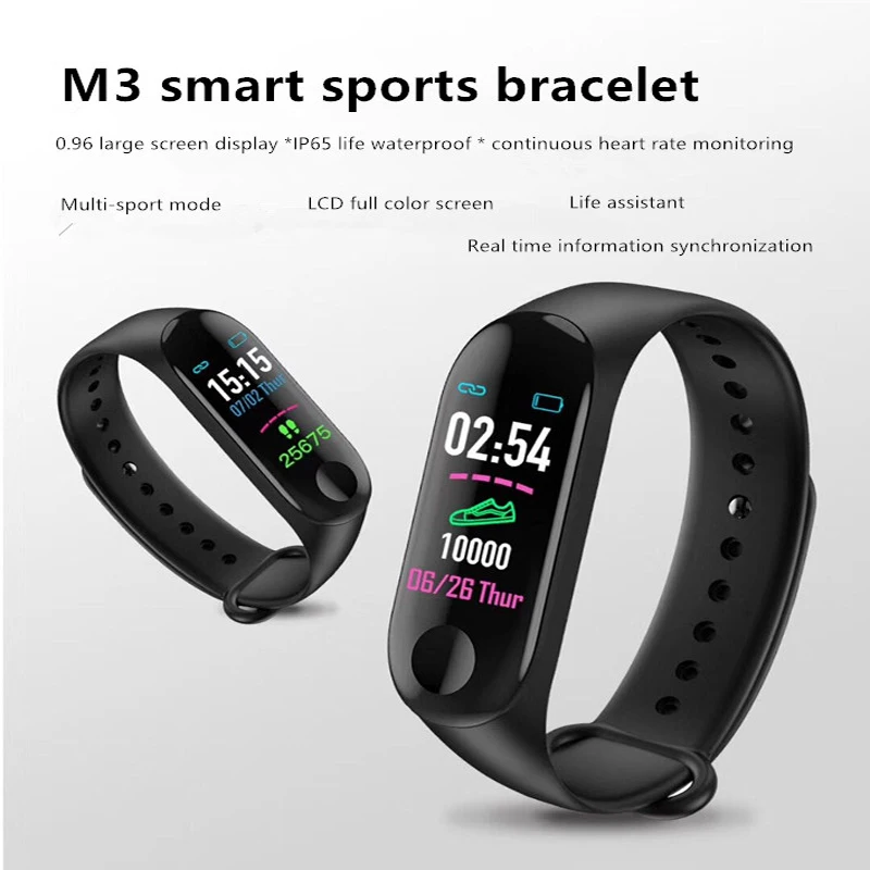 

Smart Wristband Fitness Bracelet Big Touch Screen OLED Message Heart Rate Time Smartband