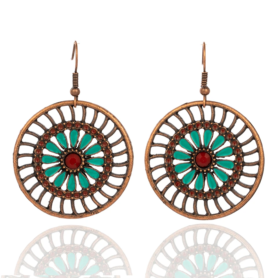 

Fashion Round Oil Drip Dangle Drop Earrings for Women Female 2018 Wedding Anniversary Party Hanging Earrings Jewelry Accessories