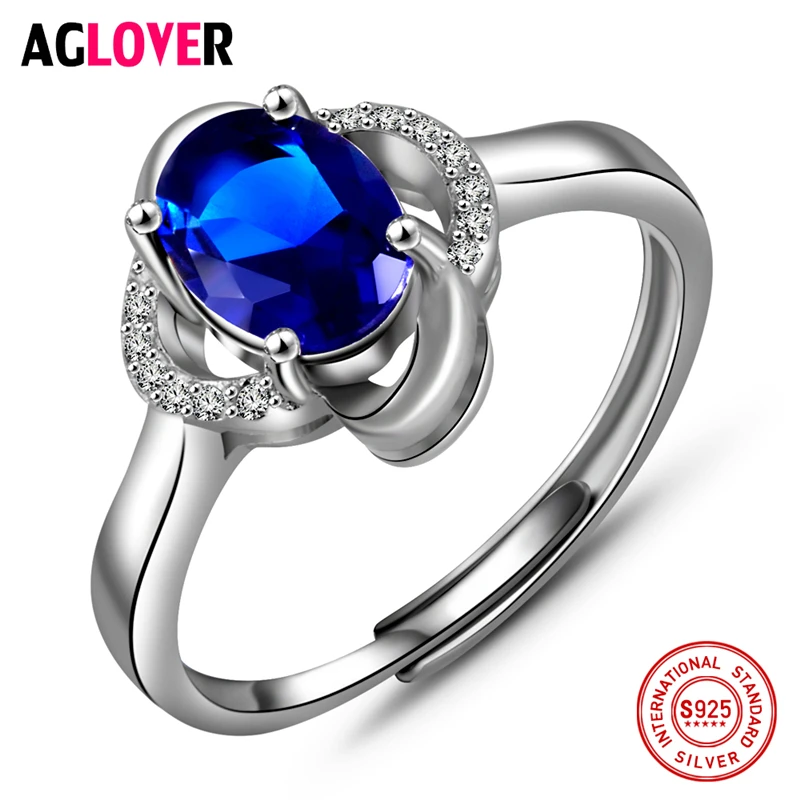 

925 Silver Ring Inlay AAA Sapphire Crystal Zircon Woman Jewelry Fashion Charm 100% Sterling Silver Ring Feminine Jewelry