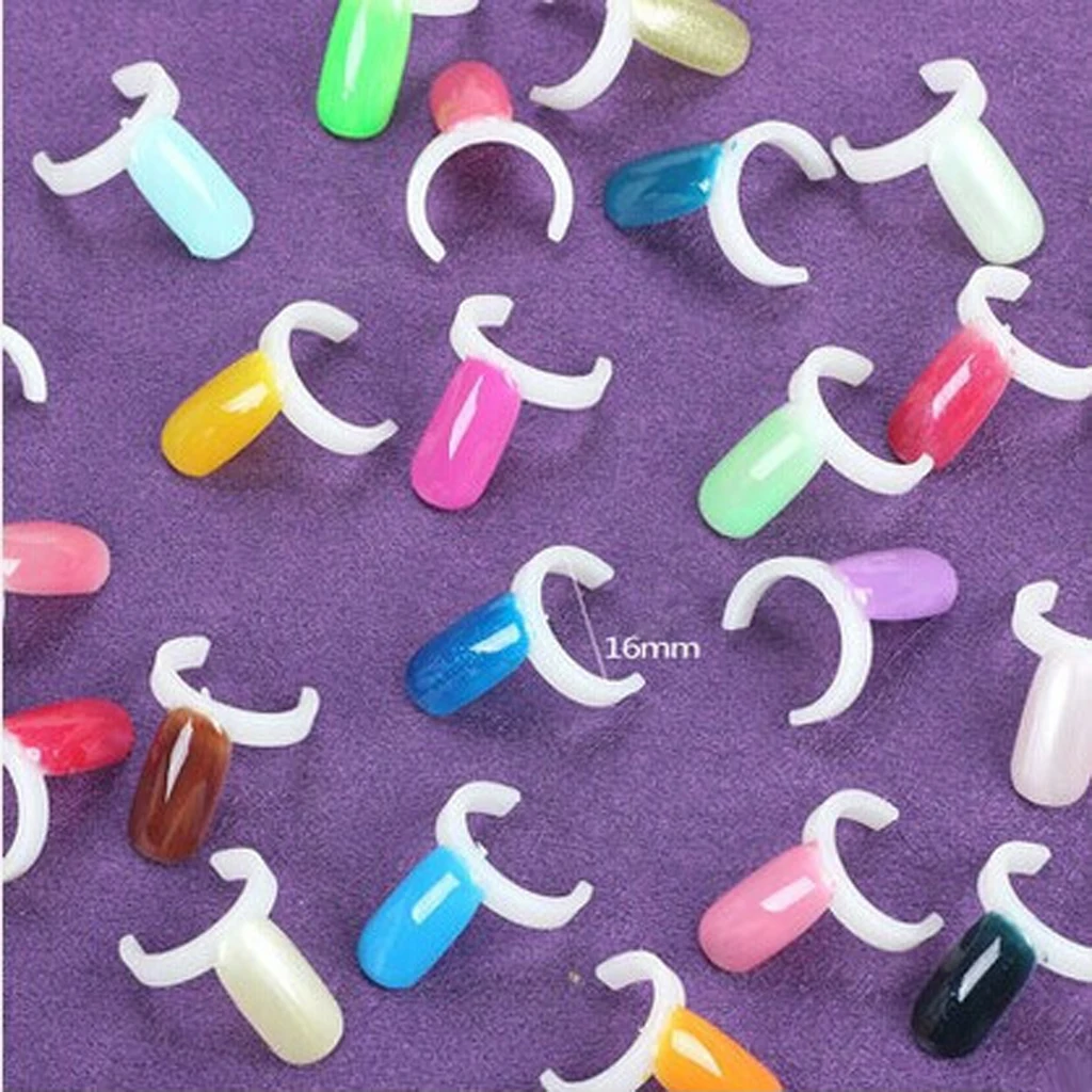 50 Natural False Ring Tips Color Nail Art Polish Display Practice Tool Acrylic Perfect For Home Or Professional Use