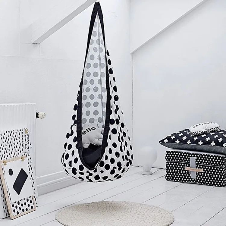 

Black and white dot design Children Hammock Inflatable Cushion Garden Swing Chair Indoor Outdoor Hanging Seat Child Swing Seat