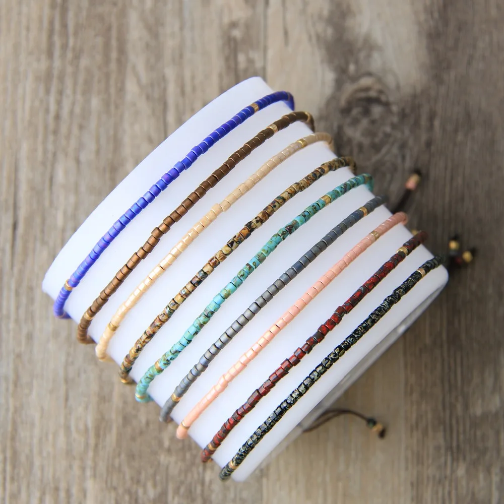 KELITCH New Friendship Bracelets Thin Rope Bracelets Handmade Seed Beaded Strand Bracelet Women Fashion Charm Bracelets