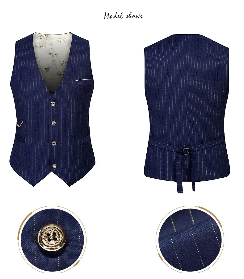 new Men's no sleeve Suit fashion stripe vest Slim high quality material for Asian size S-3XL