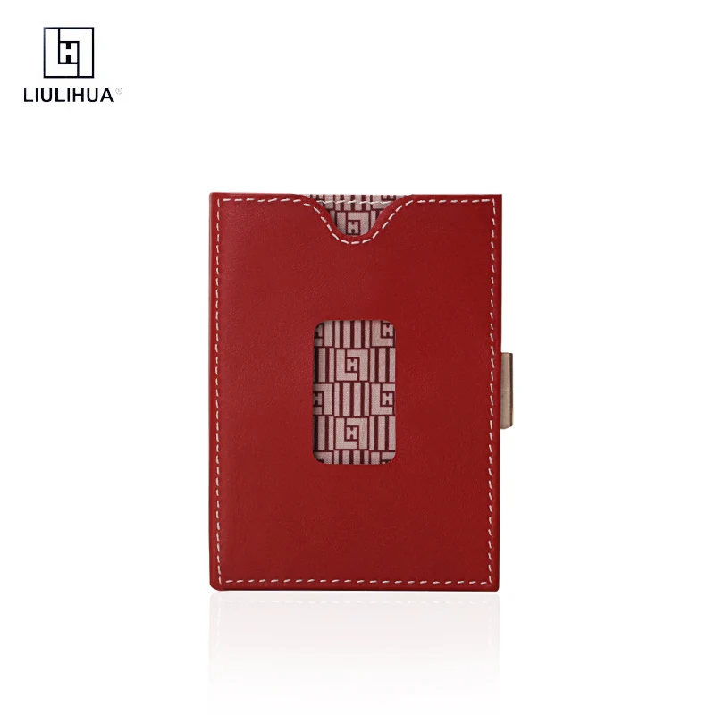 스테인레스 스틸 버클 남자와 LIULIHUA 명함 홀더 간단한 휴대용 100% 정품 가죽 미니 지갑 LLH 럭셔리 지갑 