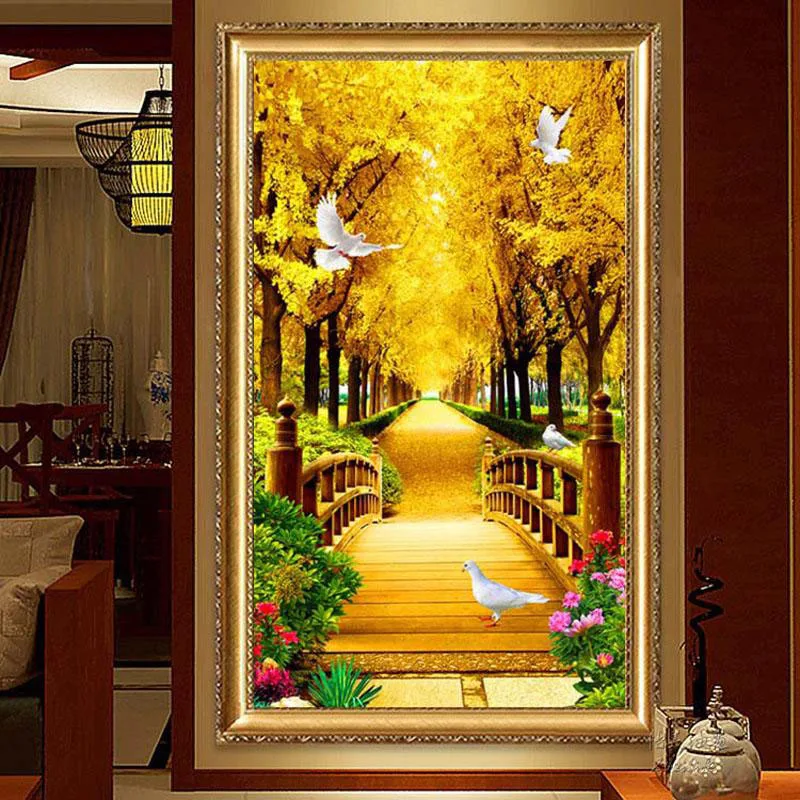 

KAMY YI Full Square/Round Drill 5D DIY Diamond Painting "Bridge in the fores" Embroidery Cross Stitch Mosaic Home Decor Gift HYY