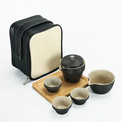 

Tea set Lei Fengta ceramic black pottery octagonal pagoda Kung Fu tea set can accommodate travel covered bowl teapot