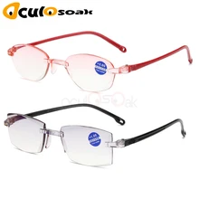 Без оправы, со стразами, обрезное стекло для чтения es+ 1,0+ 1,50+ 2,0+ 2,50+ 3,0+ 4,0+ для мужчин и женщин, для пожилых людей, антиголубое стекло для чтения