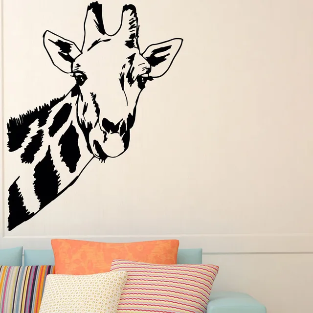 Giraffe Head Wall Stickers Jungle Wild Animal Home Decor Vinyl