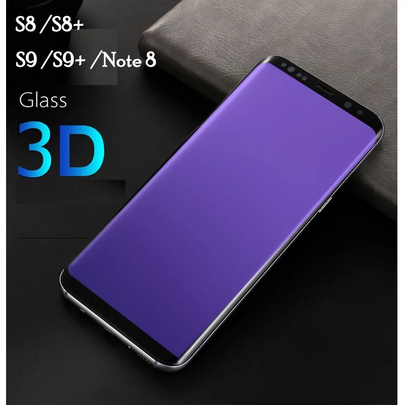 3D Curved Purple light Full Cover eye protection Coverage Screen Protector For Samsung Galaxy S8 Plus Note 8 9 Tempered Glass | Мобильные