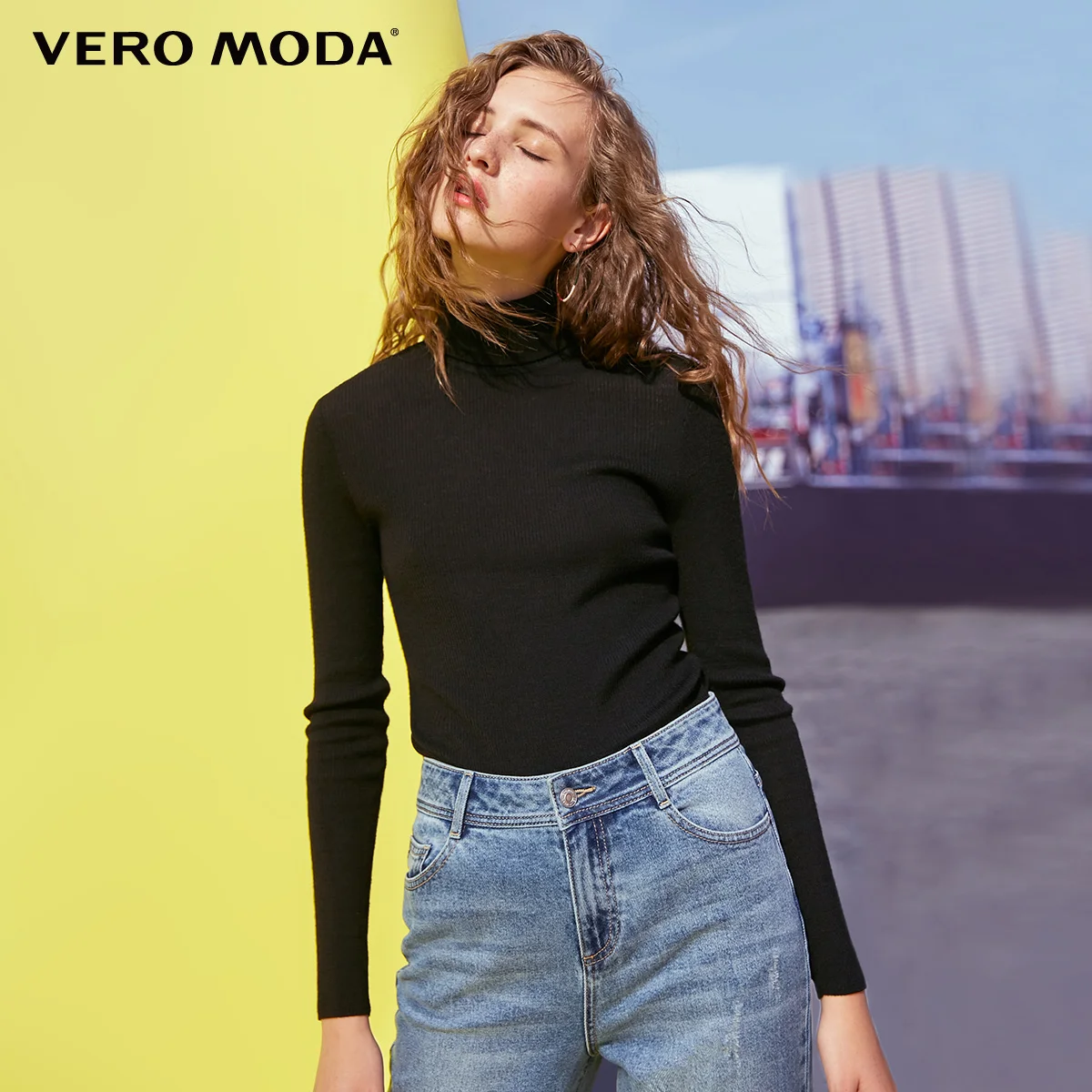 Online Vero Moda Herbst 100% Wolle Slim Fit Gestrickte Basis rollkragen Gestrickte Pullover frauen | 318324522