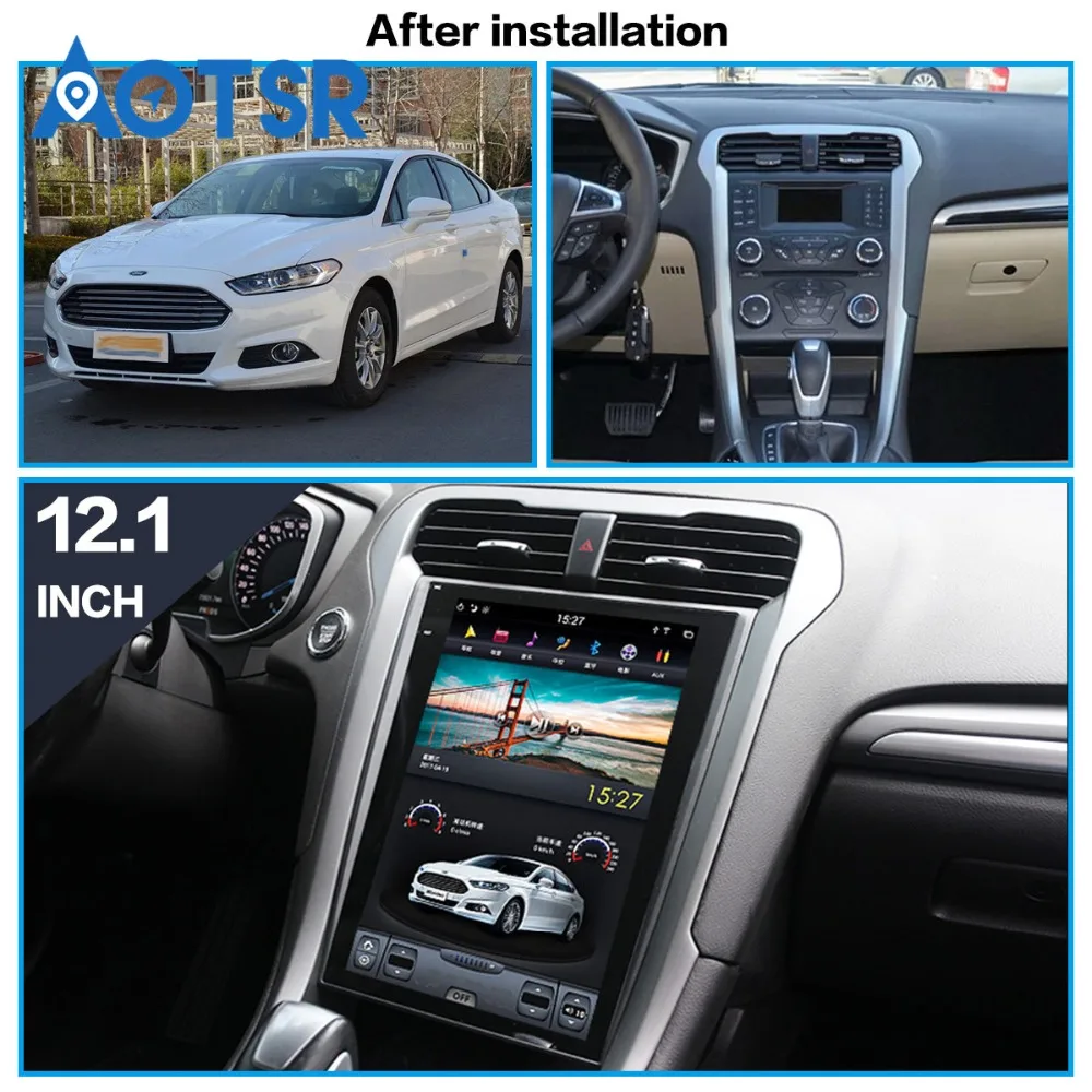 Tesla 12,1 ''Android 8,1 Автомобильный gps навигатор Автомобильный dvd-плеер для Ford Mondeo Fusion MK5 2013+ 1 Din головное устройство Авто Воздушный условный