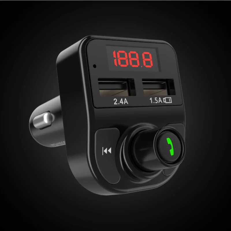 

Bluetooth car charger FM transmitter car MP3 card music player hands-free phone digital display led car charger for samsung S10