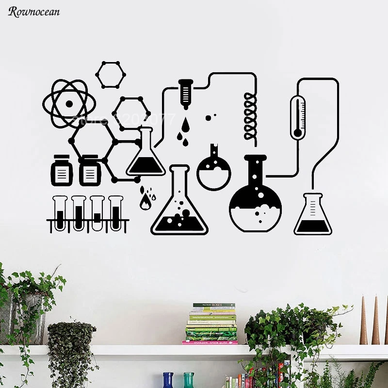 Science Chemical Lab Виниловые Настенные стикеры s Kids Scientist Chemistry школьные наклейки съемные