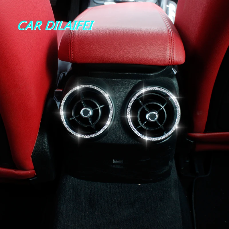 

New Crystal Atmospheric Chrome Rear Row Air Conditioning Vent Outlet Cover for Alfa romeo Giulia Stelvio
