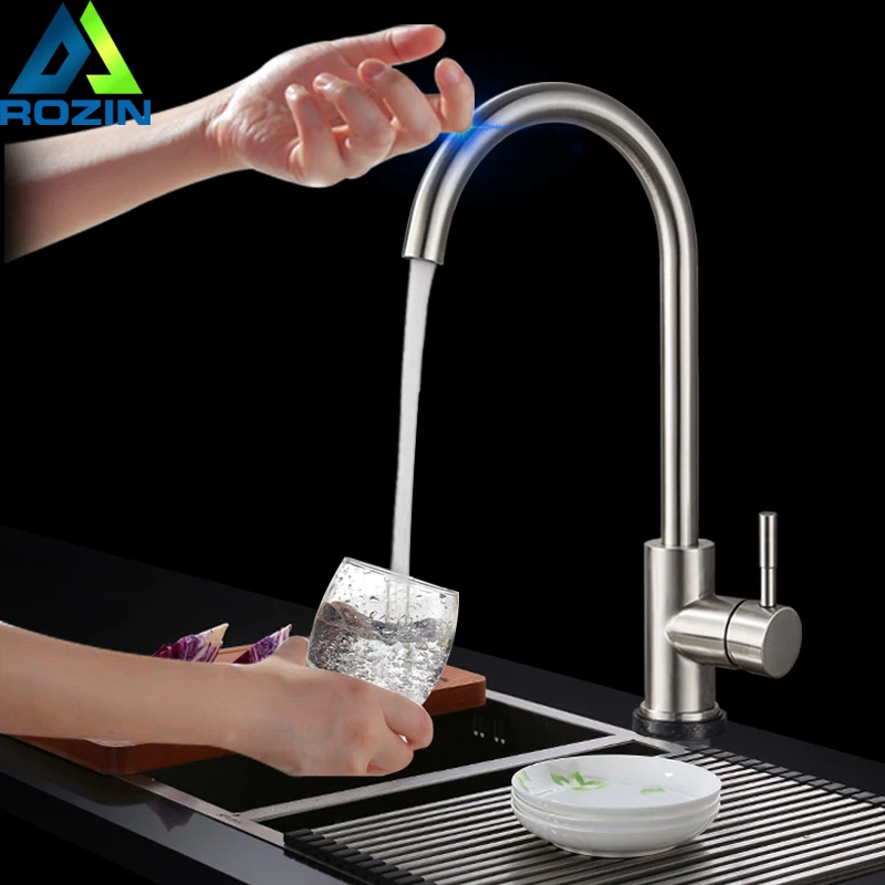 SUS304 Stainless Steel Touch Kitchen Faucet 360 Rotate Touch Control Sensitive Faucet Mixer Tap Kitchen Touch Tap Lead-Free