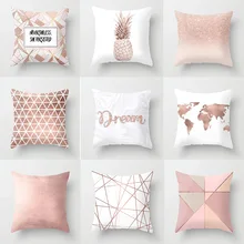 Подушка для дивана в скандинавском стиле с буквами цветов и геометрическими узорами, подголовник, розовые вечерние украшения, подарок для детей DRD120