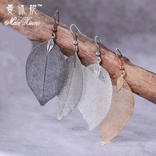 2018 moda boêmio brincos longos único natural real folha grandes brincos para mulheres jóias finas presente pendientes