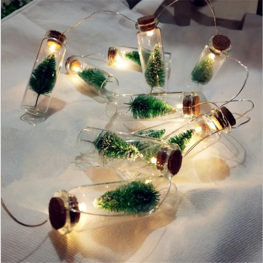 

1 M 10 LED String light Vintage Clear Glass Wish Bottle LED String Fairy Lights Battery Operated for Home Garden Christmas Deco