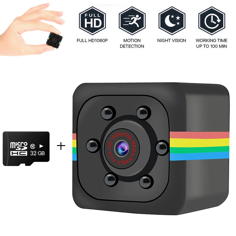 

SQ11 Mini Camera Cam 1080P Sensor Security Video Camera Recorder HD small Micro Camera Recorder Micro Memory Card TF Card 32GB