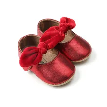 Красная Детская полиуретановая обувь; коллекция года; детские первые ходунки с бантом и мягкой подошвой; кроссовки для новорожденных девочек; детские мокасины
