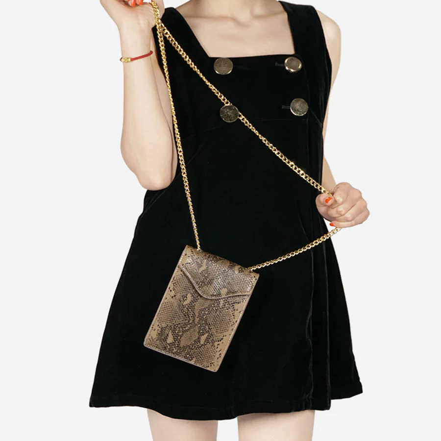 

Exquisite Chain Serpentine Crossbody Bags for Women Personality Mini Flip Ladies Phone Bags Pu Ladies Shoulder Messenger Bag