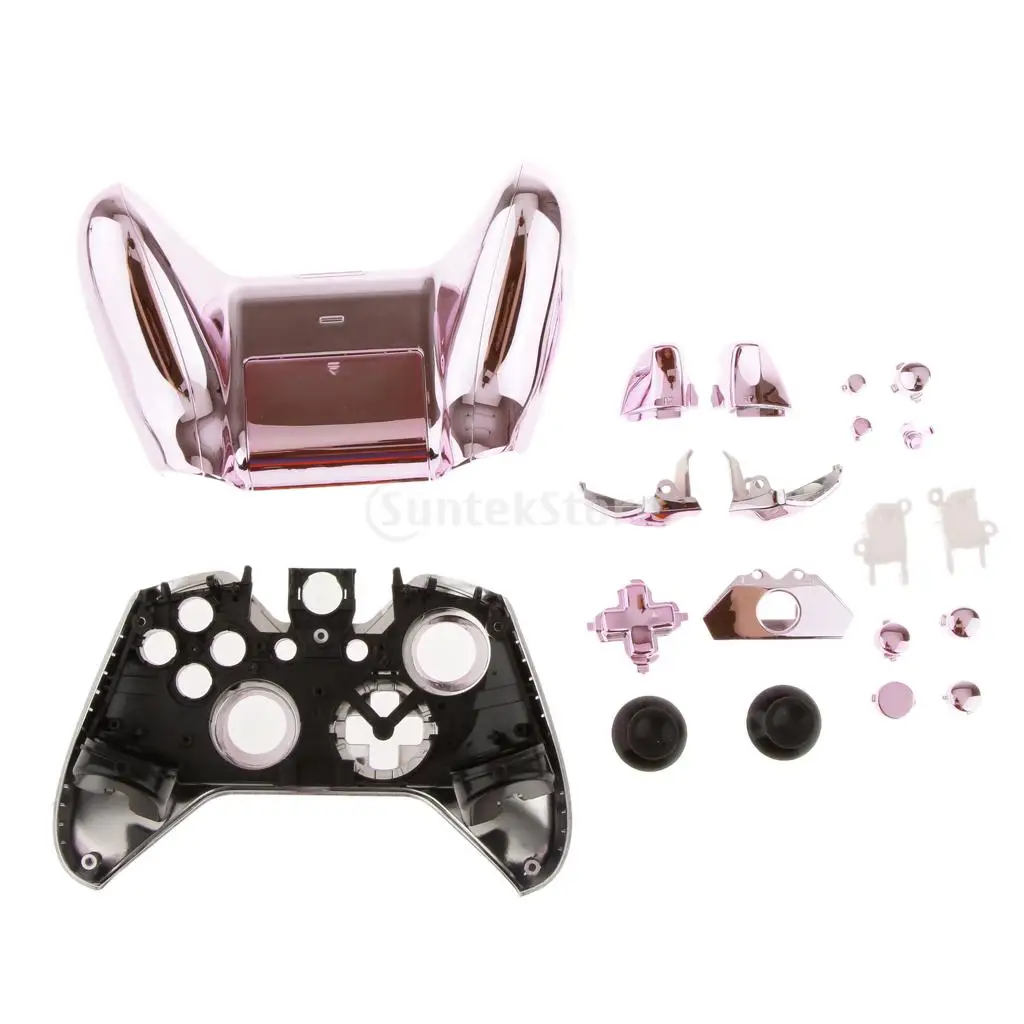 Custom Chrome Controller Case Housing Kit Full Shell for Xbox One Pink