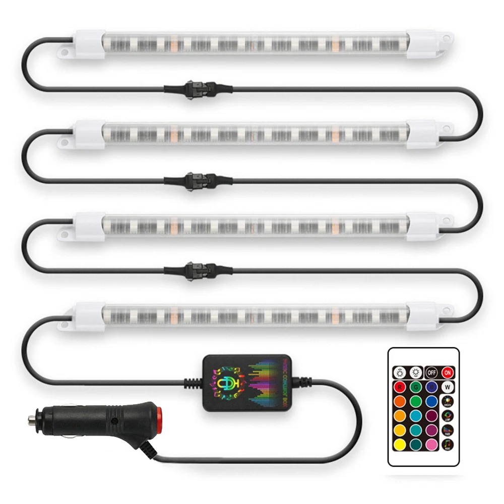 

New Car Styling One For Four RGB Car Atmosphere Neon Light Lamp RGB 9 LED Wireless Indoor Floor Interior Decorative Auto Lighter